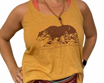 California Grizzly Bear Women's Tank - Original Artwork, Lightweight, Super Soft, Preshrunk - MADE IN USA - fair trade