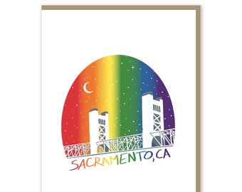 Sacramento Rainbow Card |  Original Artwork | Pride | LGBTQ+ | Greeting Card | Handmade