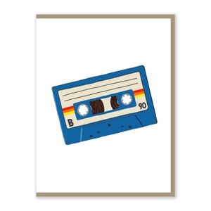 Oude School Cassettekaart | Origineel kunstwerk | Jaren 80 90 | Muziekliefhebbers | Wenskaart | Handgemaakt