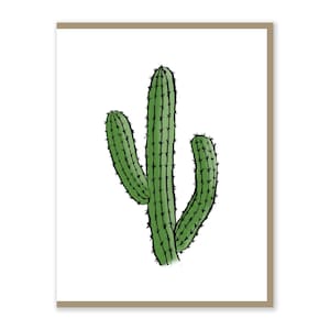 Tarjeta de cactus / Obra de arte original / Saguaro / Amantes del desierto / Tarjeta de felicitación / Hecho a mano