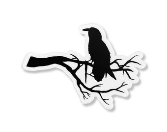 Raven Sticker Waterproof - Original Artwork - MADE IN USA, weatherproof, dishwasher proof, high quality, Crow Birds