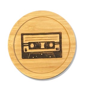 Cassette Tape Bamboo Coaster - 3.75"x3.75"