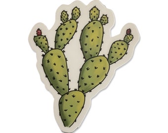 Prickly Pear Cactus Sticker Waterproof - Original Artwork - Nopales - dishwasher safe