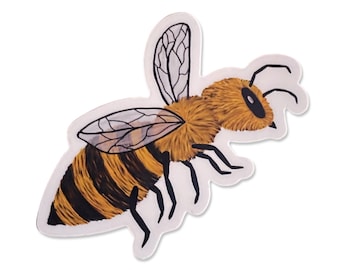 Bee Sticker Waterproof - Original Artwork - MADE IN USA, weatherproof, dishwasher proof, high quality, Save the bees