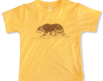 Kids California Grizzly Bear T-shirt - Original Artwork, Lightweight, Super Soft, Preshrunk - MADE IN USA - fair trade