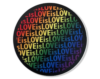 Rainbow Love is Love Sticker - Waterproof Sticker - original artwork, made in the USA, laptop, water bottle travel mug