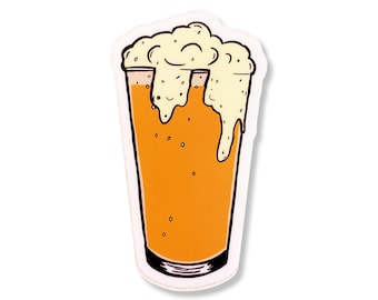 Beer Waterproof Sticker - Original Artwork - Craft Beer, Glass Pint, Laptop, Water bottle, Travel Mug