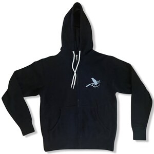 Raven Hoodie Unisex, Front Zipper, Black, Super Soft, Comfy Zip Up, Lightweight, Fair Trade, MADE IN USA Crow image 2