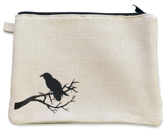 Raven Zipper Pouch - opera d'arte originale - tela spessa, prodotta negli Stati Uniti, cerniera resistente e di alta qualità