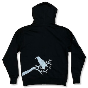 Raven Hoodie Unisex, Front Zipper, Black, Super Soft, Comfy Zip Up, Lightweight, Fair Trade, MADE IN USA Crow image 1