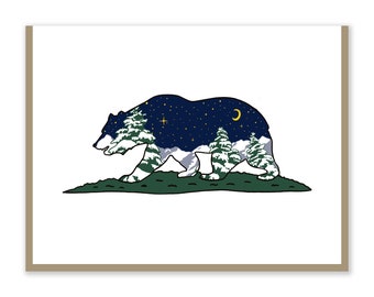 Grizzly Bear  Card |  Original Artwork | California | Nature Scene | Greeting Card | Handmade