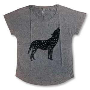Wolf Scoop Neck T-shirt - Original Artwork, Lightweight, Super Soft, Preshrunk - Made in USA - crow