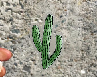 Cactus Art Sticker - 3" - Transparent Decal