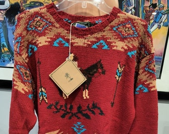 Very Rare Classic Vintage Hand-knit Sweater By POLO COUNTRY Ralph Lauren From the 80's. Tags on never worn.