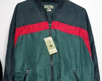Robert Stock Vtg 80s Teal Silk Quilted Puffer Jacket