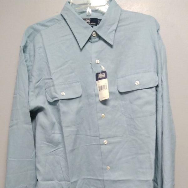 Vintage Men's Long Sleeve Button Down  Shirt by POLO From the 80's  100% Rayon, Tags on Never worn.