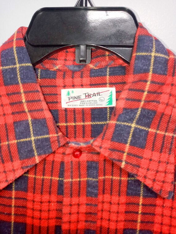 Vintage 80's Mens Flannel Long Shirt by PINE TRAI… - image 2