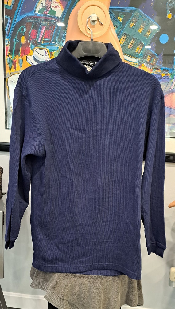 Long Sleeve Turtle Neck Sweatshirt By CALVIN KLEIN