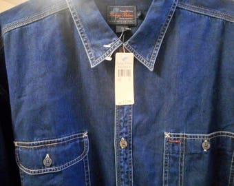 Supper Awsome Vintage Blue Jean Shirt From The 80's Size x-large Made by INDIGO PALMS Never Worn, Still With Tags On