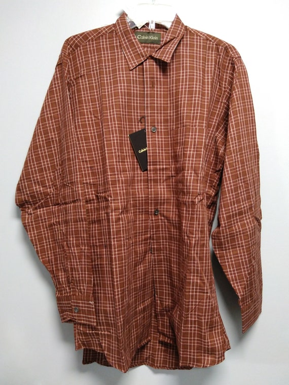 Vintage Men's Long Sleeve Dress Shirt by CALVIN KLEIN From - Etsy