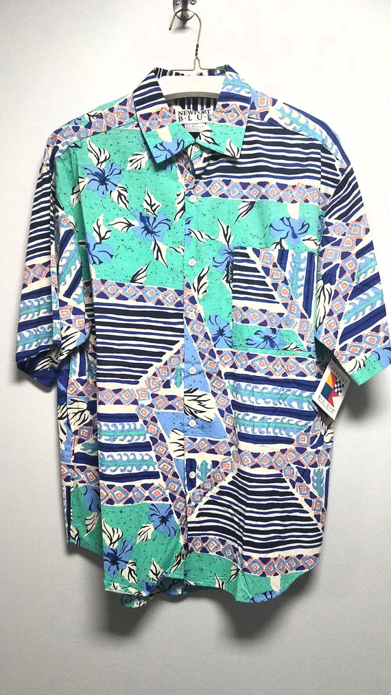 NEWPORT B.L.U.E. Colorful Summer Shirt  Vintage  8