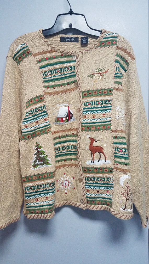 Very Nice Vintage Womans Xmas Sweater By CRYSTAL A