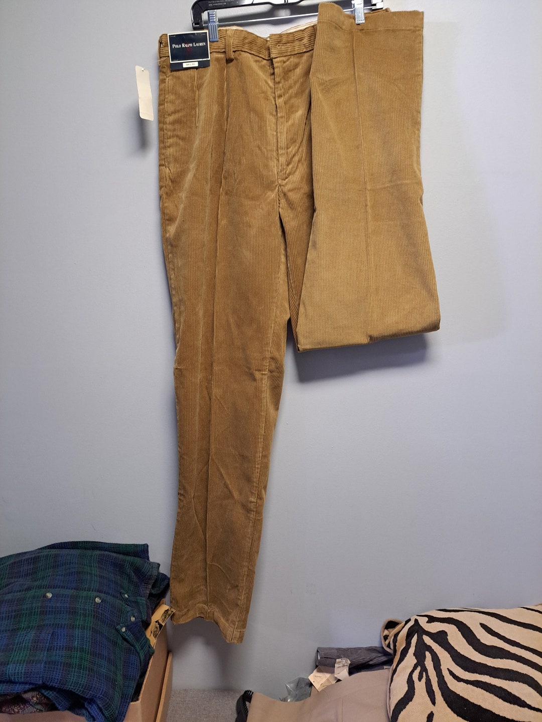 Vintage Men's Pleated Front Classic Fit Corduroy Pants by POLO