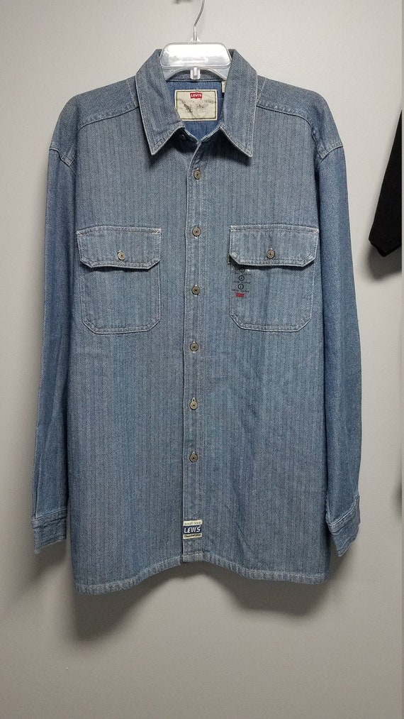 levi blue jean shirts