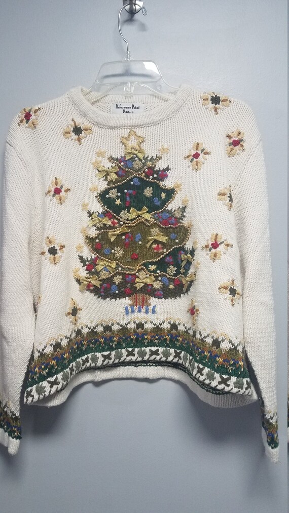 Vintage Womans Xmas Sweater By REFERENCE POINT PET