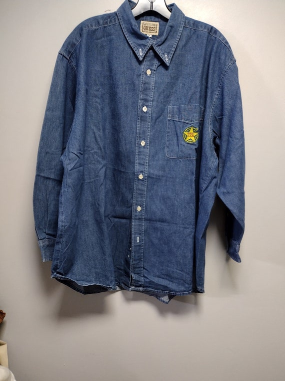 Vintage Chaps Ralph Lauren Denim Shirt Long Sleeve Button Up Men's