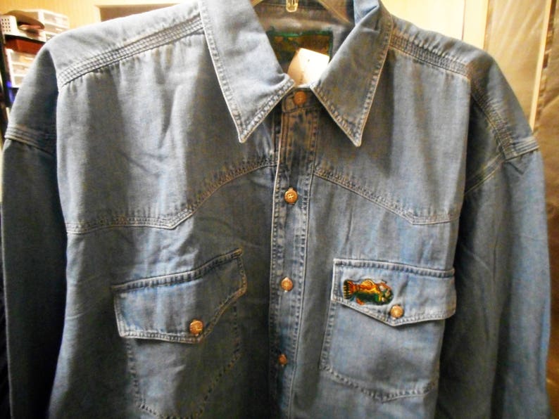 Very Awsome Vintage Blue Jean Shirt 80/'S Size Medium by J.GARCIA of GREATFUL DEAD Never Worn Still With Tags on it