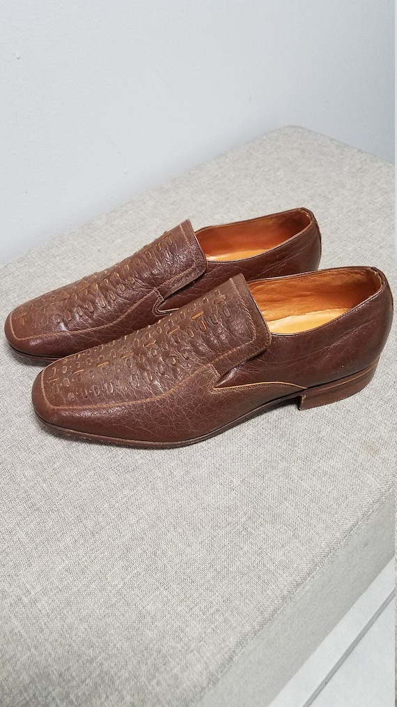 Size 9 Men's Shoes - 1950s Mens Chestnut Brown Leather Slip On Dress S –  Vintage Vixen Clothing