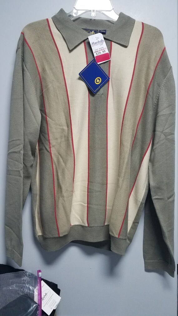 Nat Nast Two-Tone Short Sleeve Open Collar Silk Shirt, Men's Size L silk Khaki type sage green Vintage Second Hand