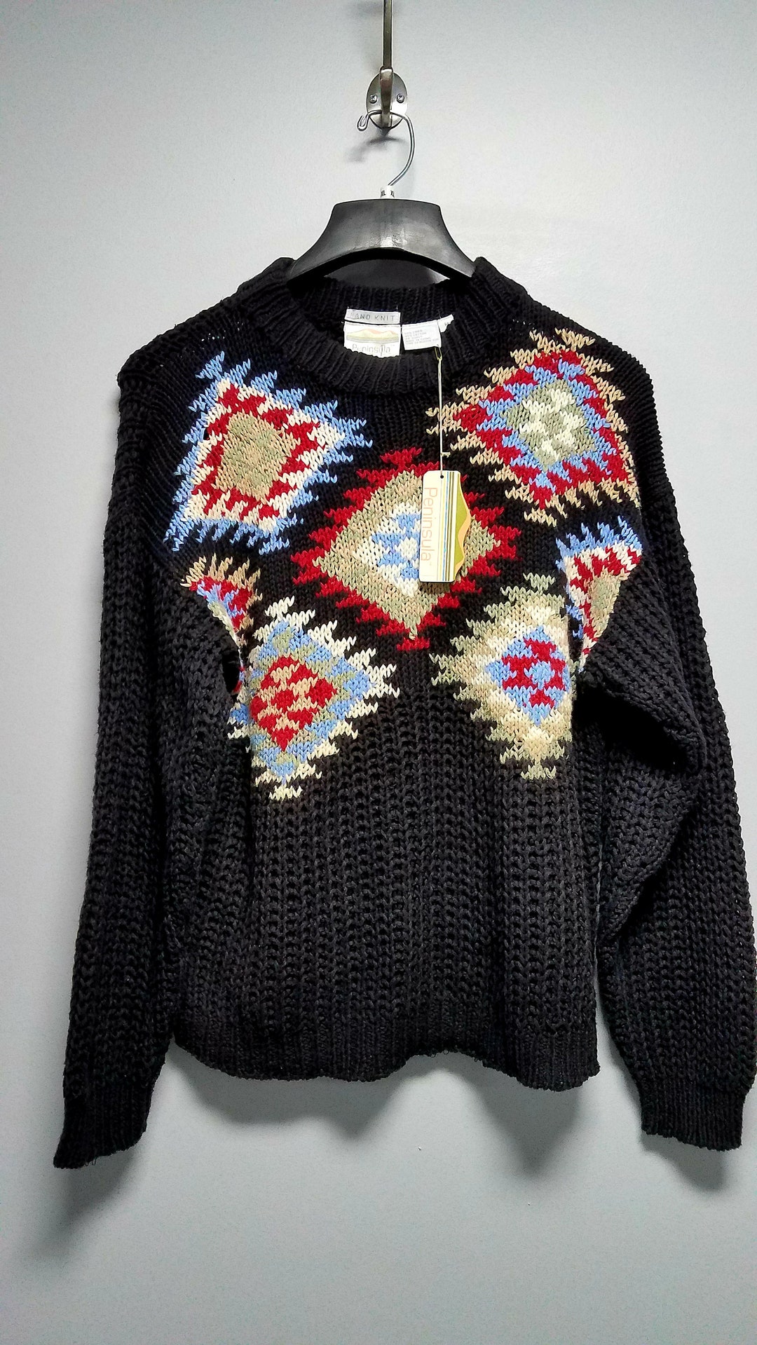 Very AWSOME VINTAGE Sweater 1987 Size Medium by PENINSULA Hand Knited ...