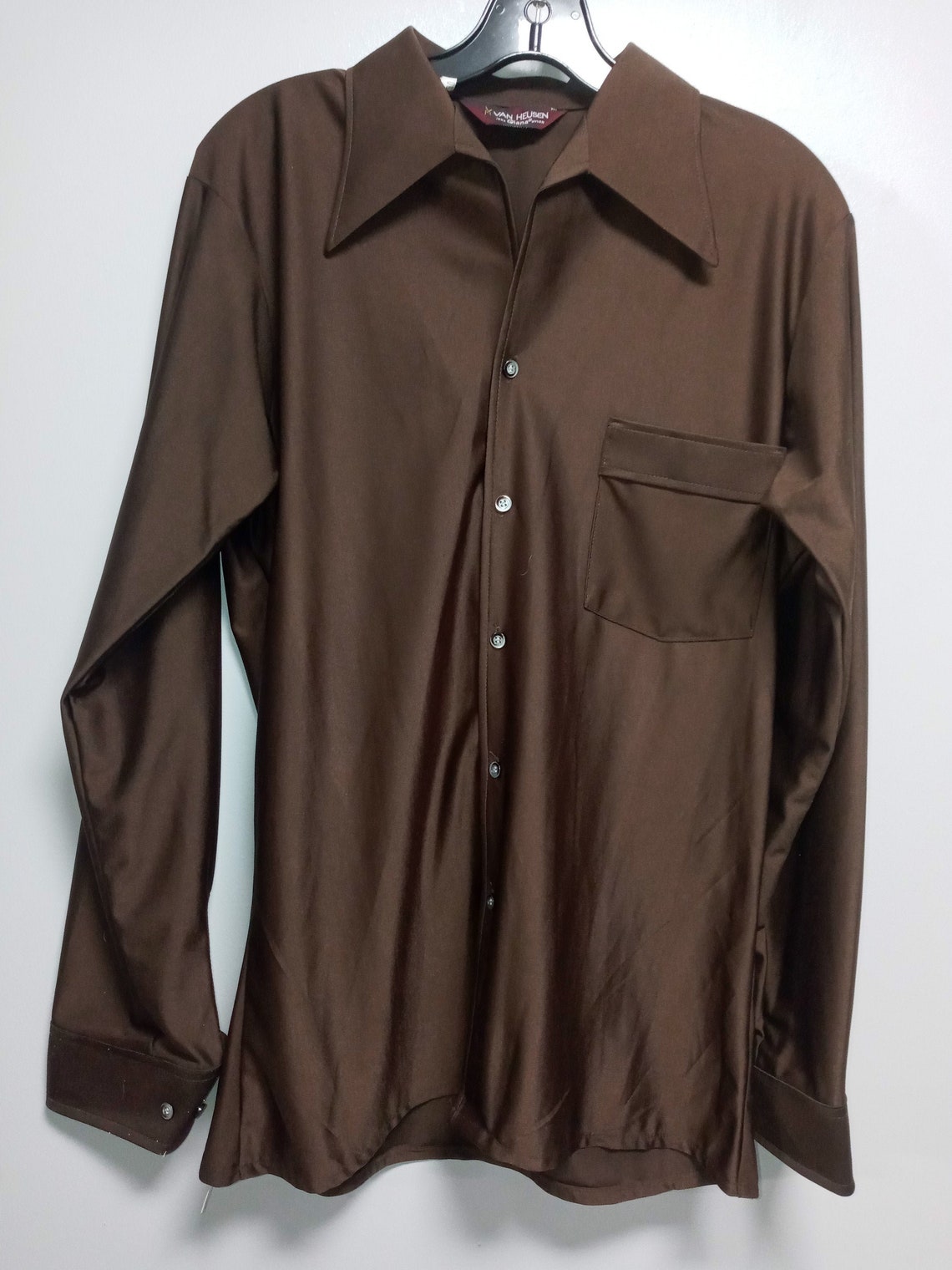 Vintage Mens Long Sleeve Shirt by VAN HEUSEN /QIANA 100 Nylon Etsy