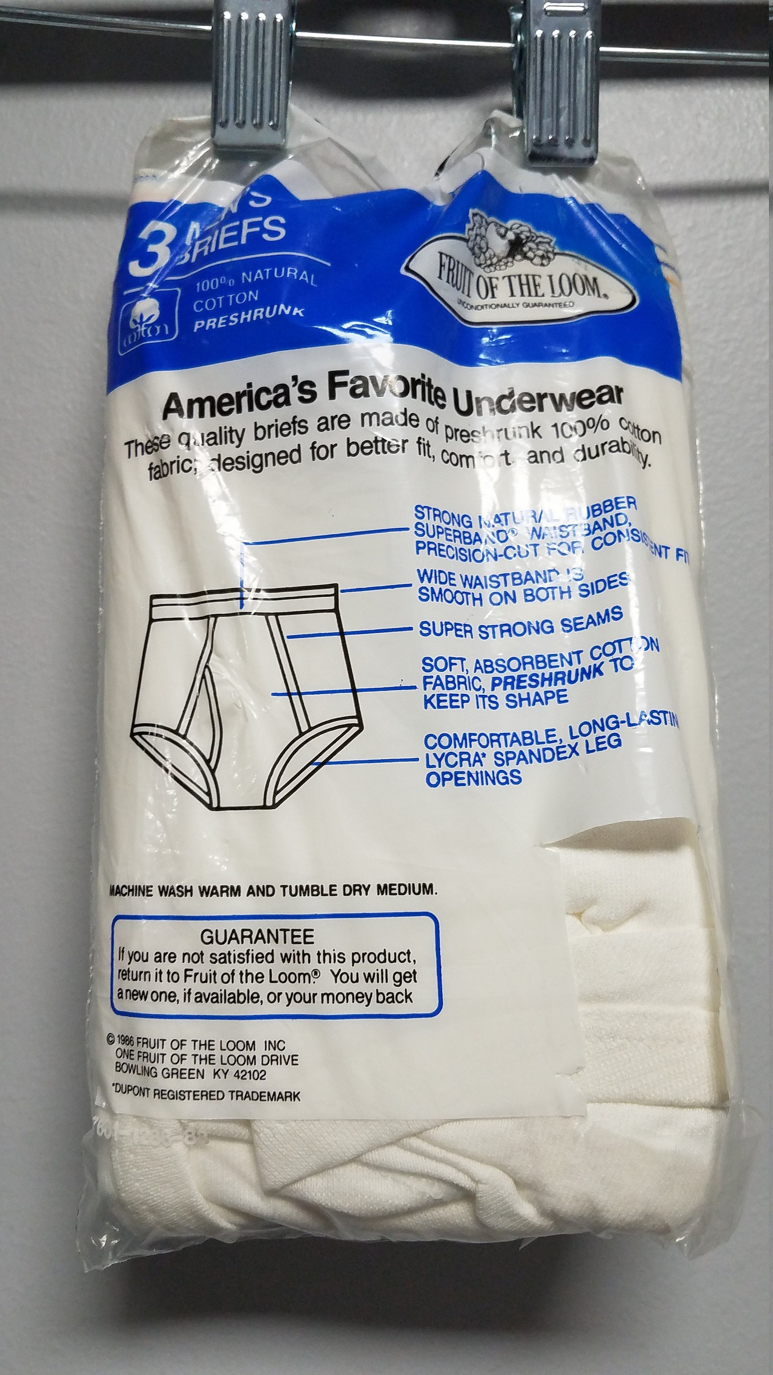 FRUIT of THE LOOM Vintage Briefs 1986 3 Pack Still in Original Etsy