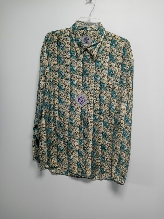 Vintage 80's Mens short Sleeve Shirt by VIVA SETA… - image 1