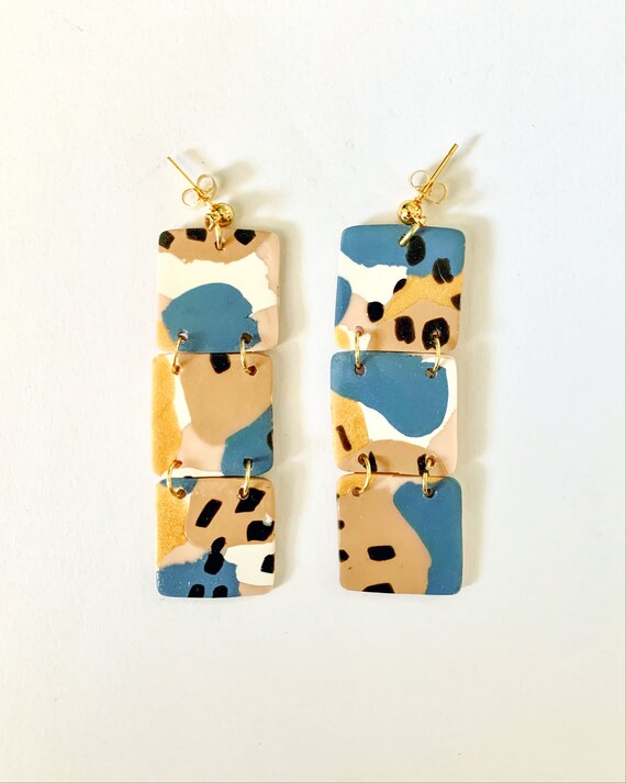 Handmade Abstract Square Earrings