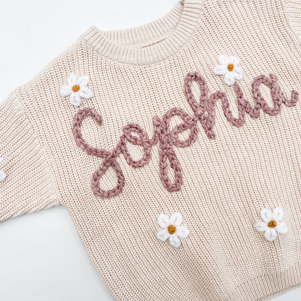 Fast Shipping Embroidered Name Sweater | Baby Announcement | Oversized Custom Sweater| Personalized Baby Sweater | Spring Sweater for Kids