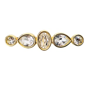 Chameau Et Chameau Givenchy Brooch Paris New York Vintage 80s Designer Signed Crystal Bar 18K Gold Plated