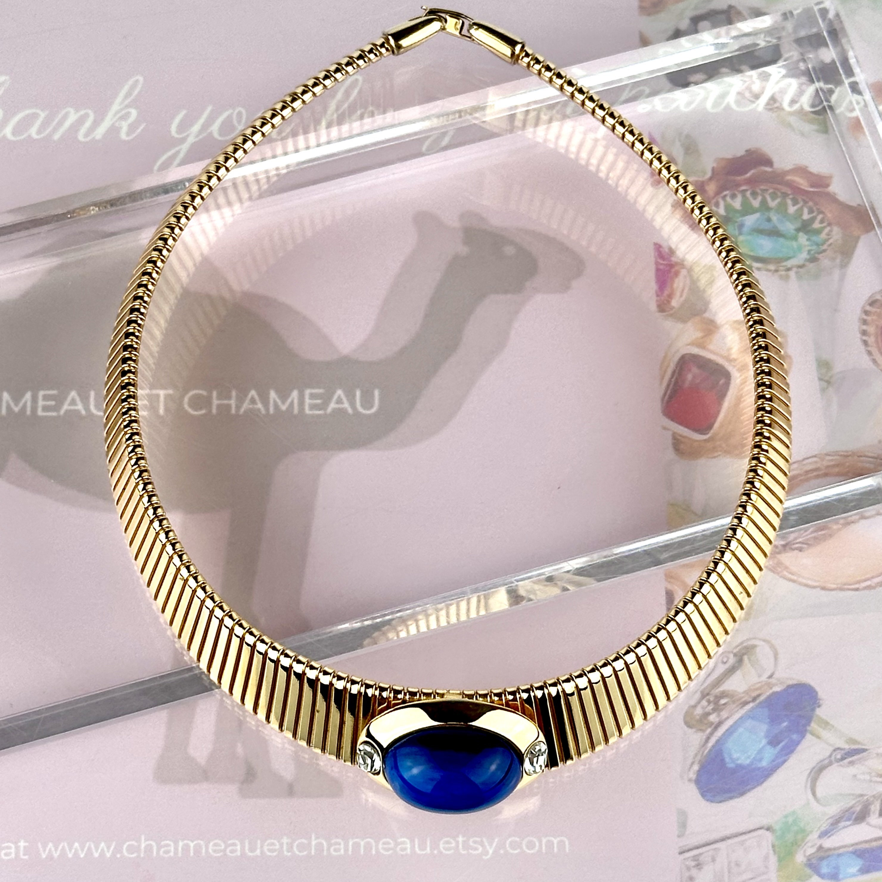 Chameau Et Chameau Kenneth Jay Lane KJL ヴィンテージ 80年代 ブルー 