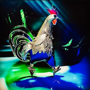 Chameau Et Chameau Jomaz Joseph Mazer Early Vintage Enamel Crystal Rooster Brooch SIGNED