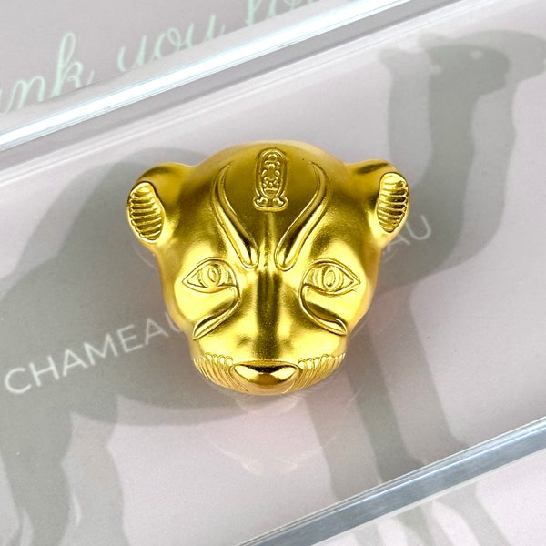 Chameau Et Chameau Metropolitan Museum Of Art MMA Vintage 1976 Treasures Of Tutankhamun Egyptian Leopard Head Gold Plated Pendant SIGNED