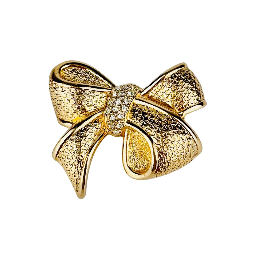 Broche Plaque Or Avec Perle En Verre Noire - Élégant Accessoire Vintage - Occasion En Bon état