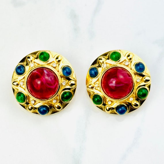 Chanel Paris-Bombay Collection Red Gripoix Dangling Earrings - Circa 2012  at 1stDibs