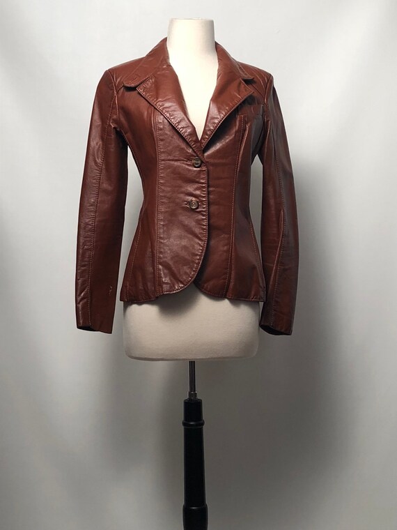 Vintage Ltl A Special Design Genuine Leather Blazer Jacket Made In Korea