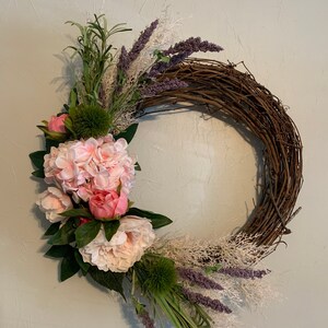 Peonies Spring Wreath: Hydrangea & Roses, 20-Inch Flower Wreath