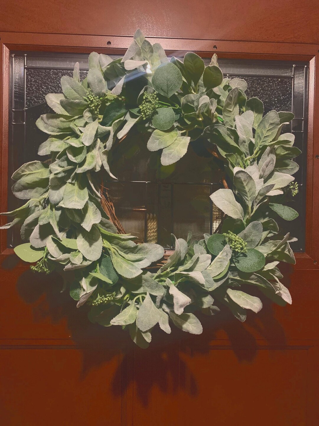 Lamb's Ear & Eucalyptus Wreath: Farmhouse Greenery Front Door Wreath - Etsy