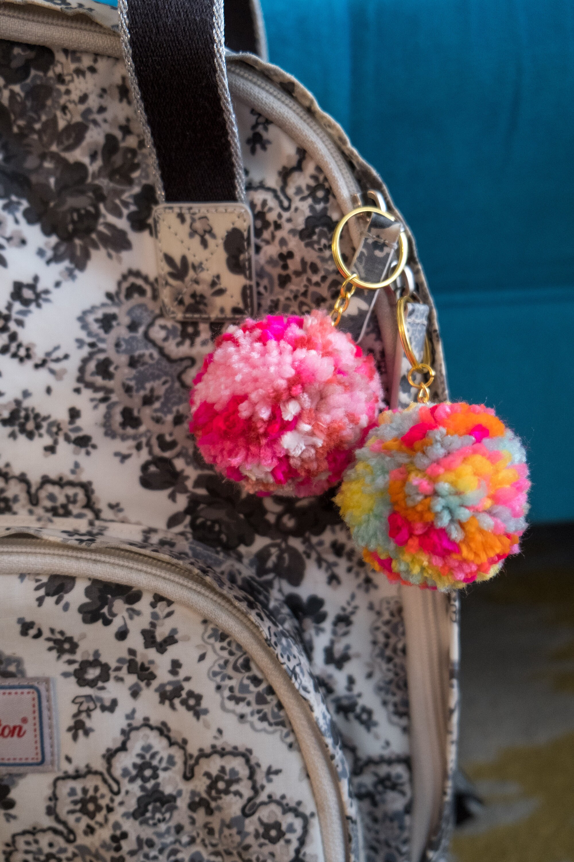 Pom Pom Keychain Etsy