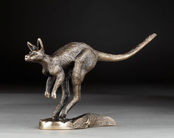 FLYING KANGAROO Bronze Sculpture, Australian Animals, Australian Made Gift, Bronze Figure, Australian Artist, Miniature Bronze Figurine